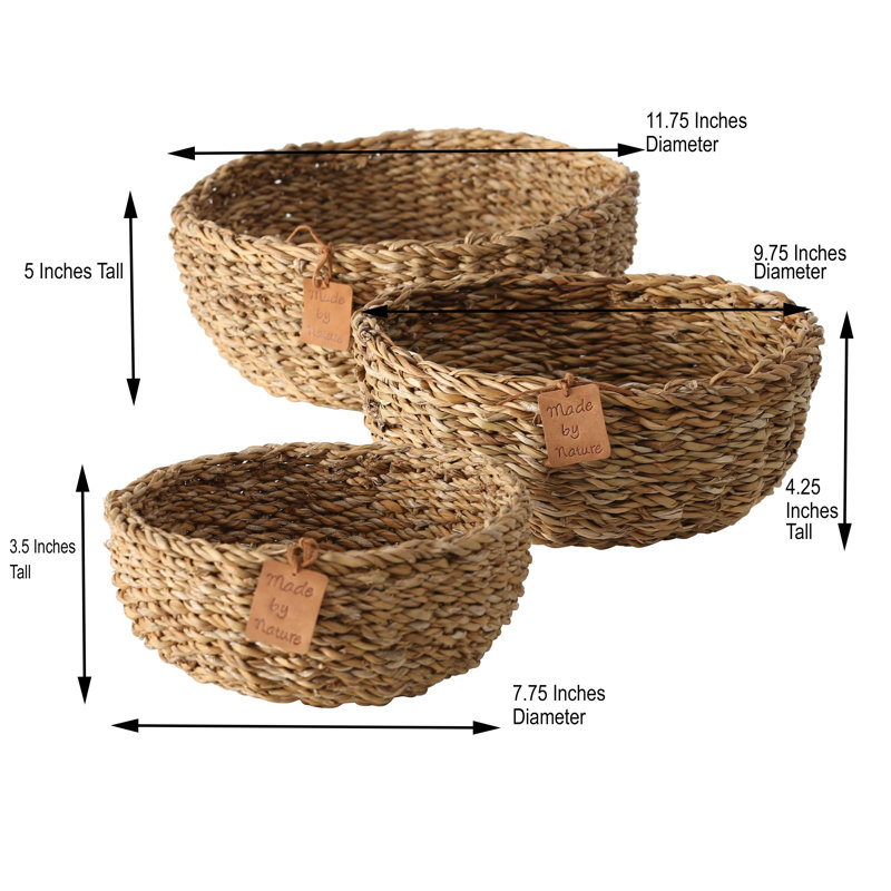 Highland Dunes Corley Handmade Rattan Decorative Bowl Set of 3 Wayfair
